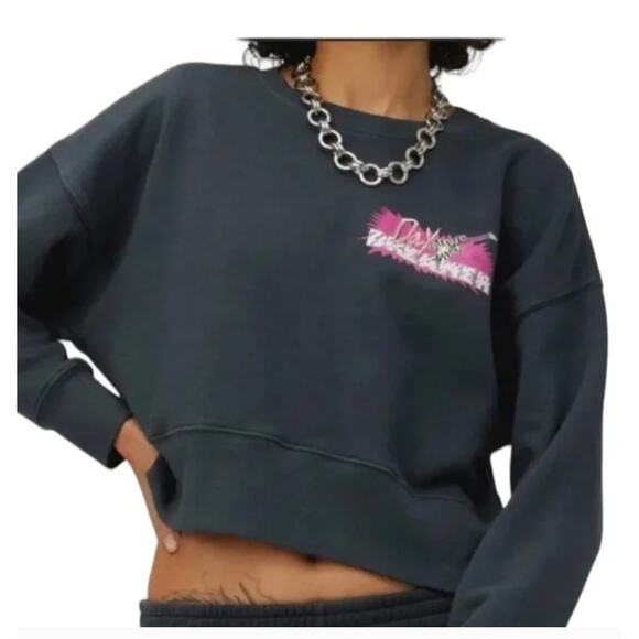 Daydreamer Street Guitar Shop Shrunken Crew Sweatshirt Vintage Black 2X NWT - Picture 5 of 10